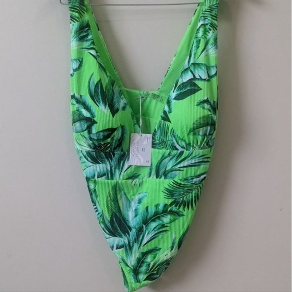 Coastal Wave One Piece Swim Suit Tropical  Green 3x - Picture 1 of 4